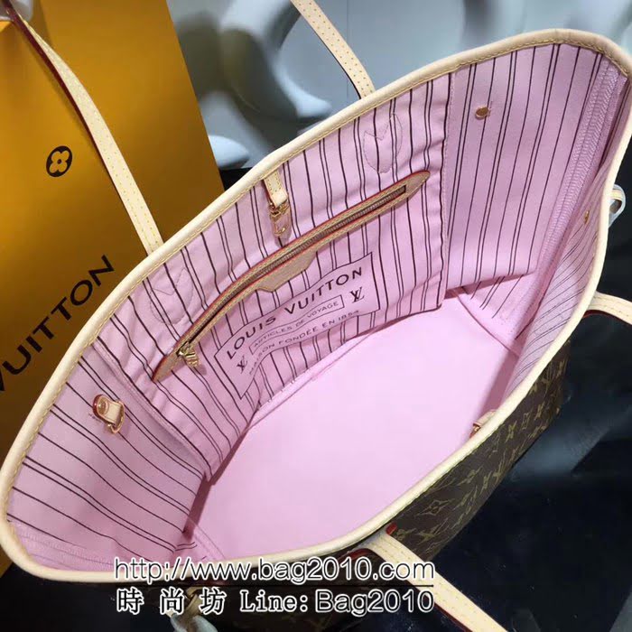 路易威登LV頂級原單M40995 老花配粉色裏 Neverfull 經典手袋 YDH1366